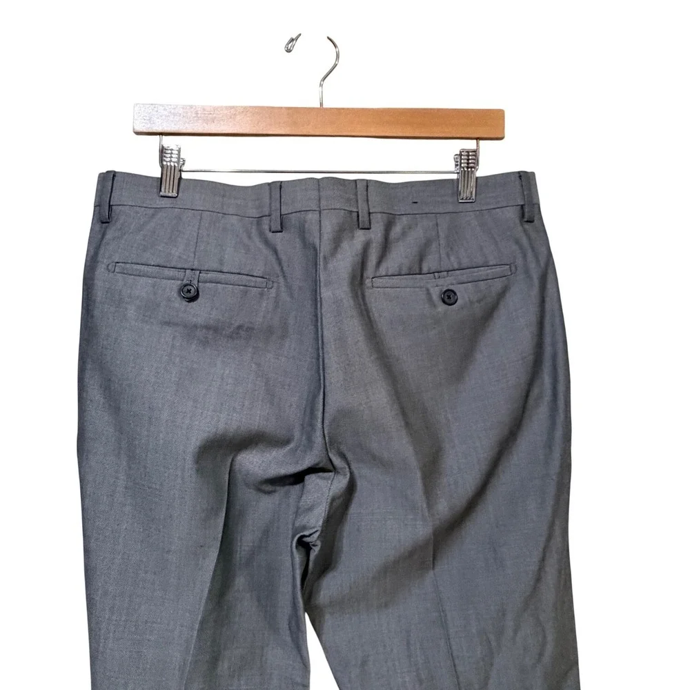 Banana Republic Mens 33x34 Grey Tailored Slim Fit 100% Italian Wool Dress Pants